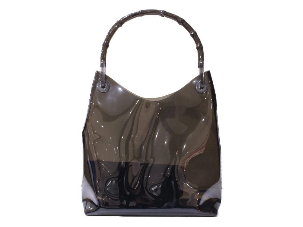 Gucci Clear Bag Black Bamboo Vinyl 2way Clutch Shoulder